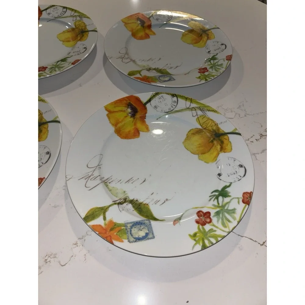 Williams Sonoma Bernardaud Jardin des Fleurs Dinner Plate Set Of 4